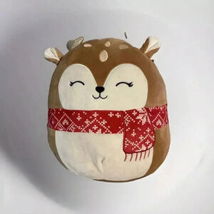 Squishmallow 12” Dawn Fawn Deer Plush Scarf Reindeer Christmas Edition‎ Stuffed